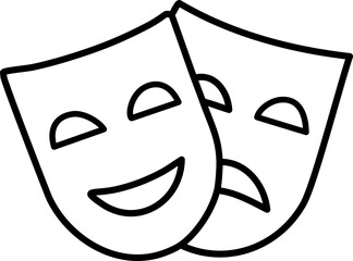 Comedy and Tragedy Masks. Masquerade Mask, Comic and Tragic Vector Icon for Theater or Carnival.