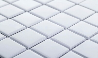 Precise White Ceramic Tile Alignment on Adhesive under Bright Ambient Light