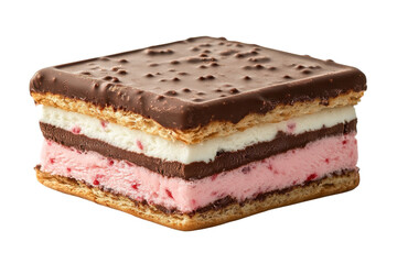Indulgent Classic Neapolitan Ice Cream Sandwich Isolated on Transparent Background