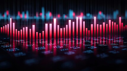Abstract Financial Data Visualization Red Bars Graph