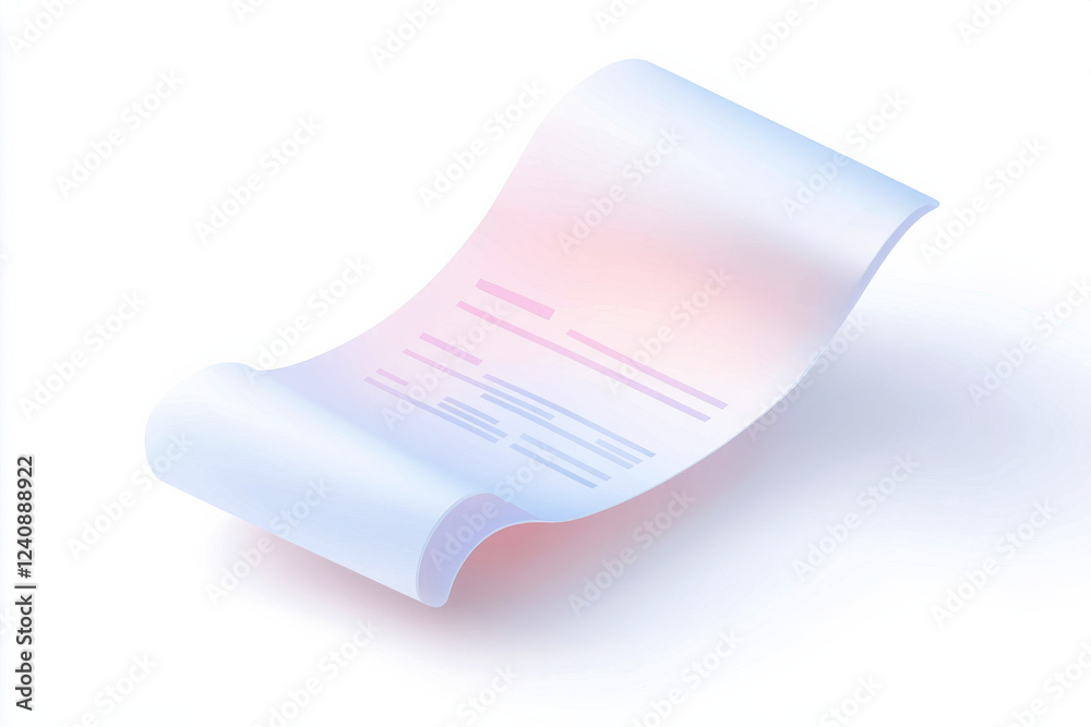 Poster rolling sheet with text design in flat style on a smooth surface displaying subtle colors and minima