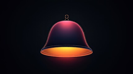 Glowing Neon Bell Icon Dark Background Notification Alert