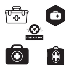 First Aid Kit,bag, suitcase, medical, handle, box, kit vector design icon symbol set 