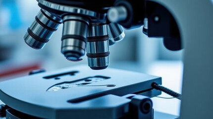 Scientist Examining Liquid Sample Under Microscope in Lab