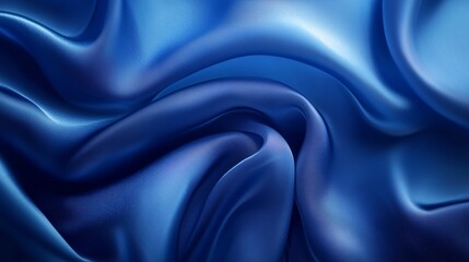 Obraz premium Elegant Blue Silk Fabric Draped in Soft, Luxurious Waves and Folds