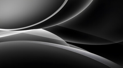 Abstract Black and White Curve Background: Modern Minimalist Design, Smooth Gradient Texture, Elegant Silver Wave Pattern, Stylish Graphic Resource