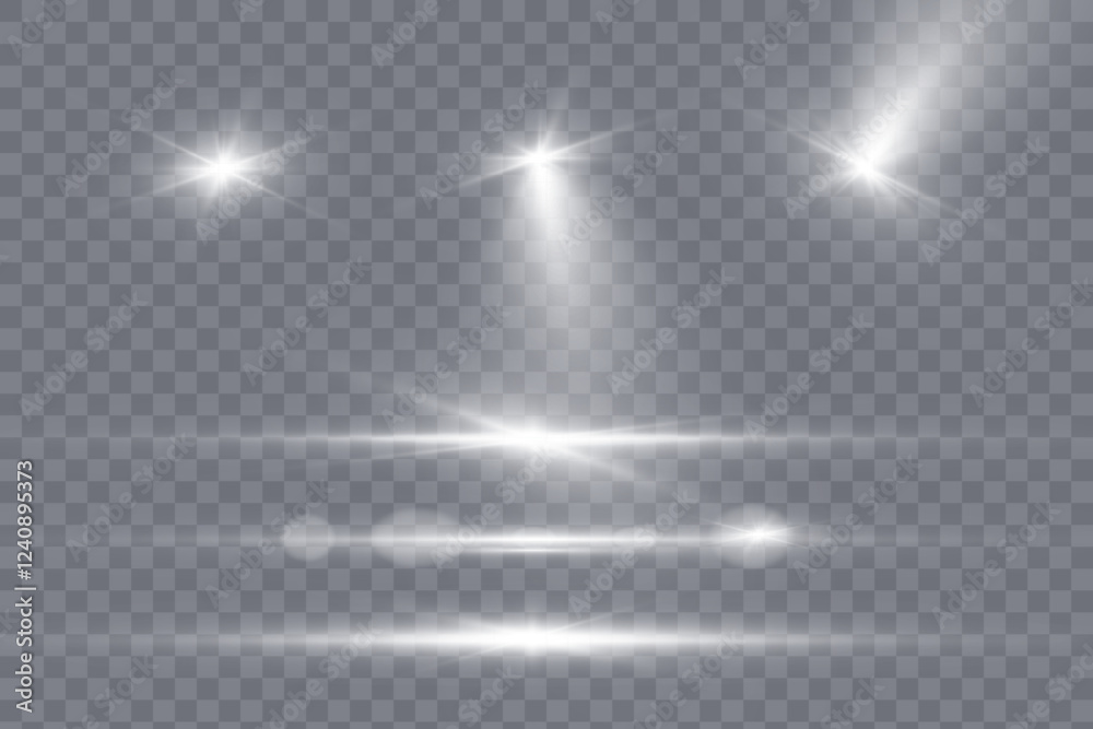 Aufkleber glowing light effects. sparkling and shining stars, bright flashes of lights with rays and glare. is