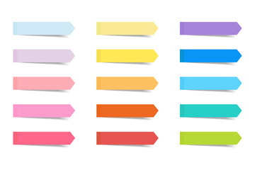 Obraz premium Set of colored paper notes with sticky notes isolated on white background