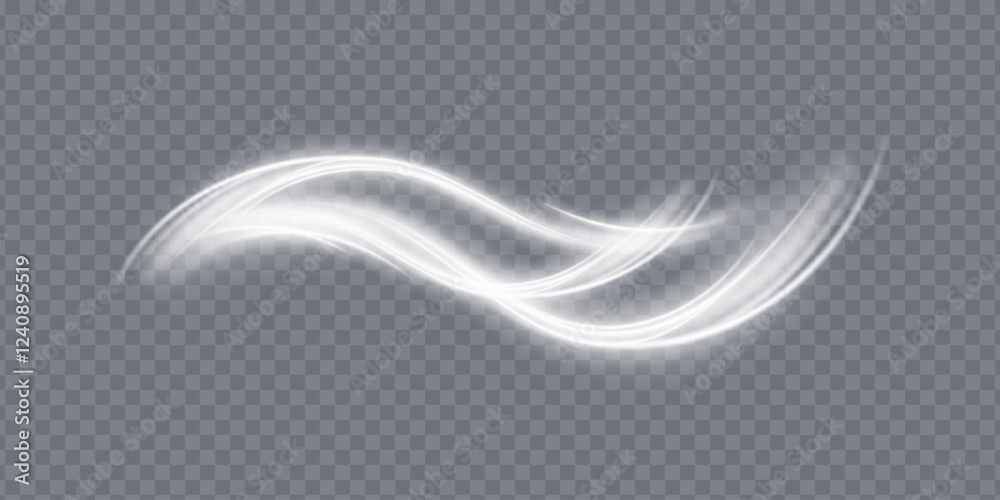 Poster bright magical christmas glow effect. the comet sparkles with curved lines. glowing stardust wave, s