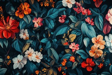 Vibrant floral pattern in rich jewel tones.