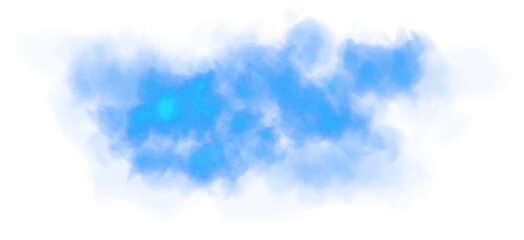 Bright Blue Smoke Cloud Illustration. Fantastic blue smoke. Magic smoke. Smog cloud on podium or stage. Fog vapor over ground or water surface, magic haze. Magic smoke, magic fog, blue steam. PNG.