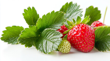 Single strawberry on a white background