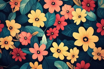 Vibrant floral pattern in warm hues