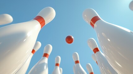 The bowling pins’ perspective of an incoming ball.