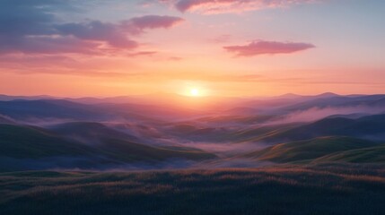 Misty Mountain Sunrise Landscape