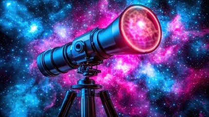 Powerful Telescope Aimed at Vibrant Nebula Cosmic Exploration Space Astronomy