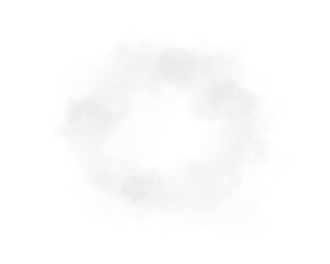 White ring of smog cloud on isolated transparent special effect. Smoke cloud as ring, magic haze. White smoke rings from cigarette, pipe or vape. Realistic circle of steam clouds of smoke. PNG.
