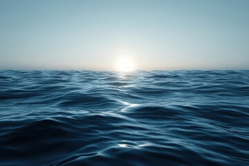 Serene Ocean Waves at Dusk with Soft Sunlight and Gentle Ripples on the Water Surface