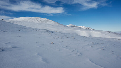 Paysage enneigé de montagne en hiver dans le massif du Vercors dans le département de la Drôme...