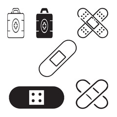 First Aid Kit,bag, suitcase, medical, handle, box, kit vector design icon symbol set 