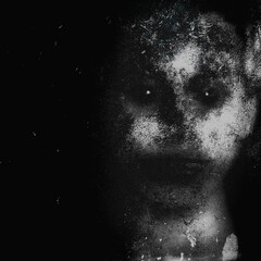 Scary horror monster, spooky halloween wallpaper, woman portrait
