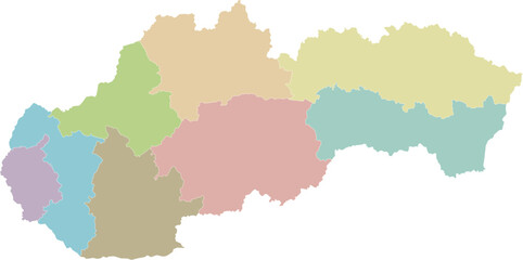 Fototapeta premium Vector blank map of Slovakia or Slovak Republic with regions or territories and administrative divisions. Editable and clearly labeled layers.