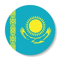 Kazakhstan flag. Kazakhstan circle flag logo icon digital vector illustration