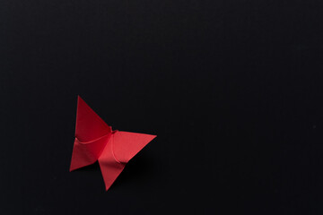 A delicate red origami butterfly symbolizing transformation and creativity. Great for branding, mindfulness themes, and design inspiration.