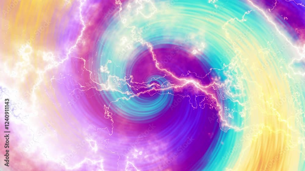 Leinwandbilder Hypnosis spiral background with Lightning. Radial hypnotic abstract loop endless background .