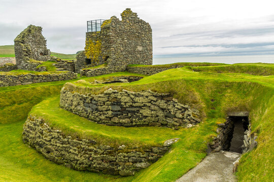 the old neolithic and viking ruins of Jarlshof in the south of the Shetland Islands 