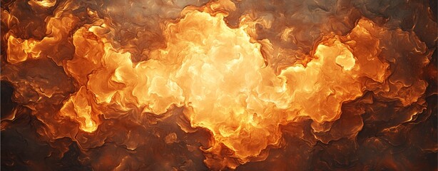 A vibrant explosion of flames and smoke, showcasing intense orange and yellow hues against a dark background.