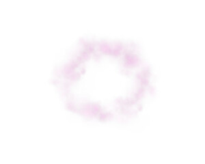 Fog or smoke. Pink ring of smog cloud on isolated transparent special effect. Smoke cloud as ring, magic haze. Pink smoke rings from cigarette, pipe or vape. Realistic circle of steam clouds of smoke.