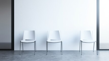 Modern White Chairs Against Clean White Wall