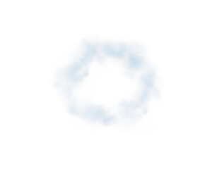 Fog or smoke. Blue ring of smog cloud on isolated transparent special effect. Smoke cloud as ring, magic haze. Blue smoke rings from cigarette, pipe or vape. Realistic circle of steam clouds of smoke.