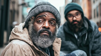 Fototapeta premium A social worker helping a homeless individual find shelterphotorealistic portrait