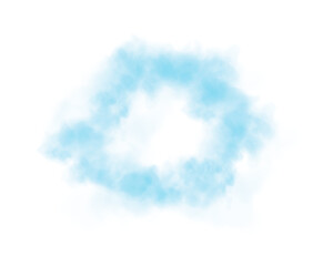 Fog or smoke. Blue ring of smog cloud on isolated transparent special effect. Smoke cloud as ring, magic haze. Blue smoke rings from cigarette, pipe or vape. Realistic circle of steam clouds of smoke.