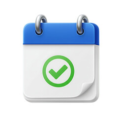 Digital calendar icon with a check mark, perfect for scheduling and organization.