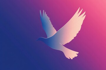 Fototapeta premium A stylized dove in flight against a gradient background