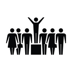 Leadership icon vector group of people and leader symbol in glyph pictogram illustration