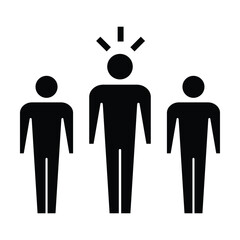 Leadership icon vector group of people and leader symbol in glyph pictogram illustration