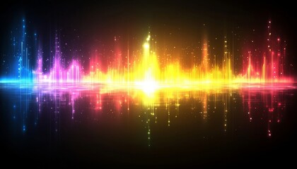 Abstract Vibrant Spectrum of Light A Dynamic Representation of Sound Waves, Music, or Digital Data