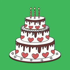 Birthday cake vector art illustration