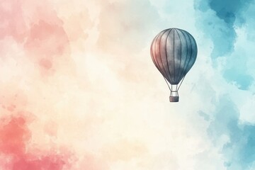 Obraz premium A lone hot air balloon floats serenely in pastel skies