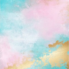Obraz premium Abstract Watercolor Paint Splatter With Golden Accents And Pastel Colors On Textured Surface