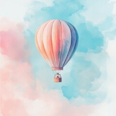Fototapeta premium A Pastel Hot Air Balloon Soaring Through Dreamy Clouds