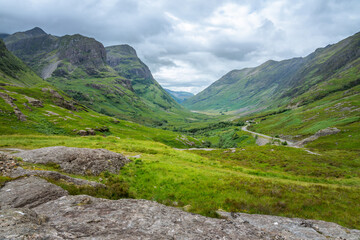 Fototapeta premium Scenic Glencoe valley in summer, Highlands of Scotland, UK