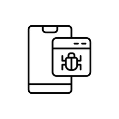 Phone virus outline icons, minimalist vector illustration ,simple transparent graphic element .Isolated on white background