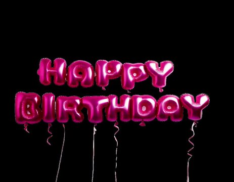 Happy birthday day foil balloon effect text png clp layer for birthday collage
