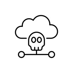 Cloud hacking outline icons, minimalist vector illustration ,simple transparent graphic element .Isolated on white background