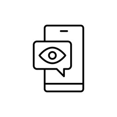 Spying phone outline icons, minimalist vector illustration ,simple transparent graphic element .Isolated on white background